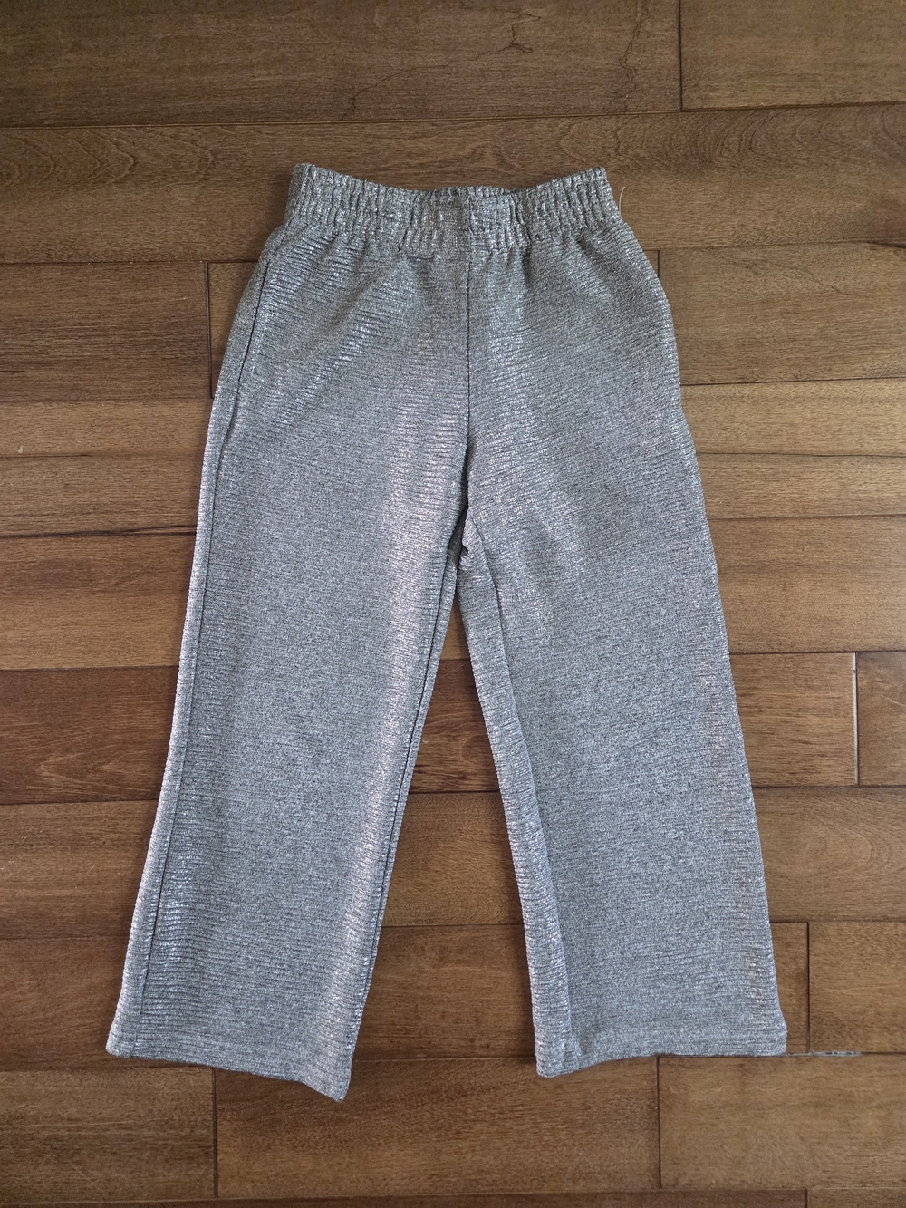 Shoeby Kids Silver Sparkle Wide Leg Pull-On Pants Size 3-4